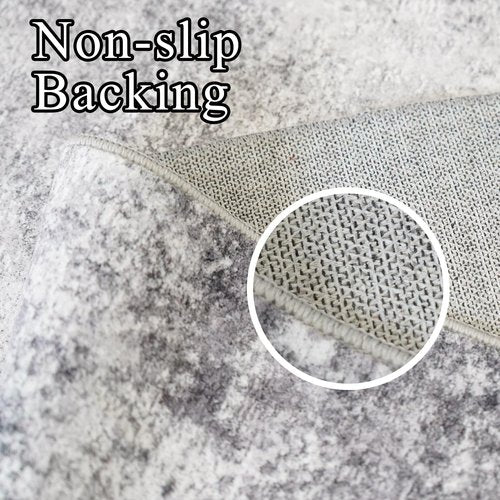 Washable 2x3 Abstract Area Rug - Large Living Room Area Rugs Modern Stain Resistant Indoor mat for Bedroom Dining Room Non Slip Rubber Backing Thin Super Soft Room Decor Floor Carpet 2x3 Grey