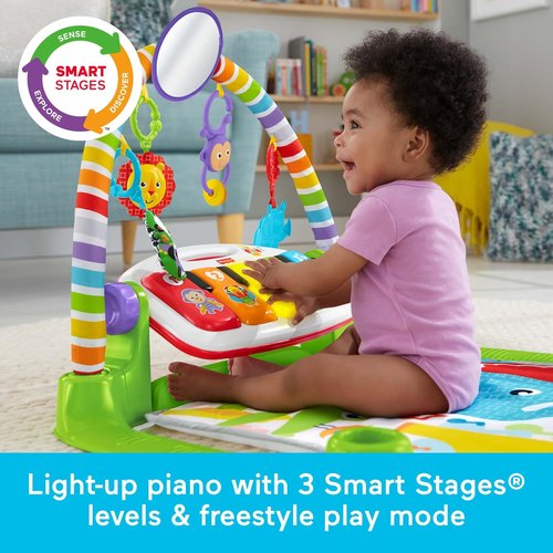 Fisher-Price Deluxe Kick & Play Piano Gym - Baby Playmat with 2 Soft Rattles for Newborns & Toddlers