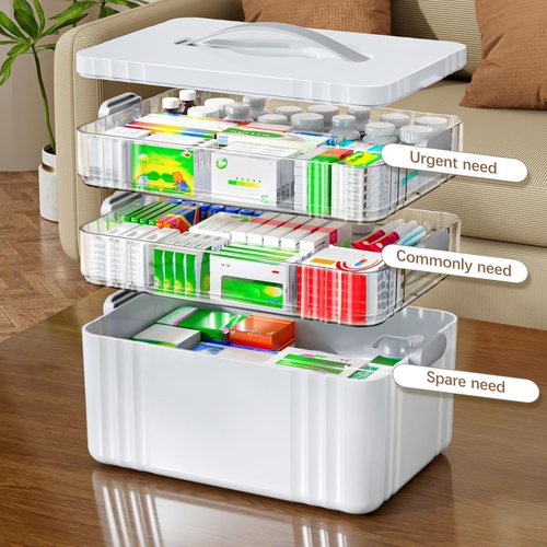 ARSTPEOE 3-Tier Medicine Organizer - Portable Medical Box with Handle | Versatile Pill & First Aid Kit