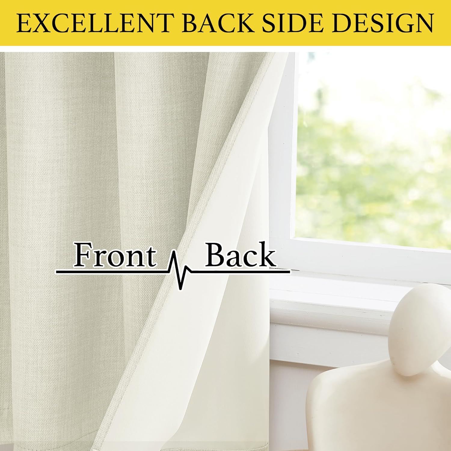 NICETOWN Blackout Curtain Valances - 30 Inch Thermal Insulating Half Curtains for Kitchen | Natural, 2 Panels