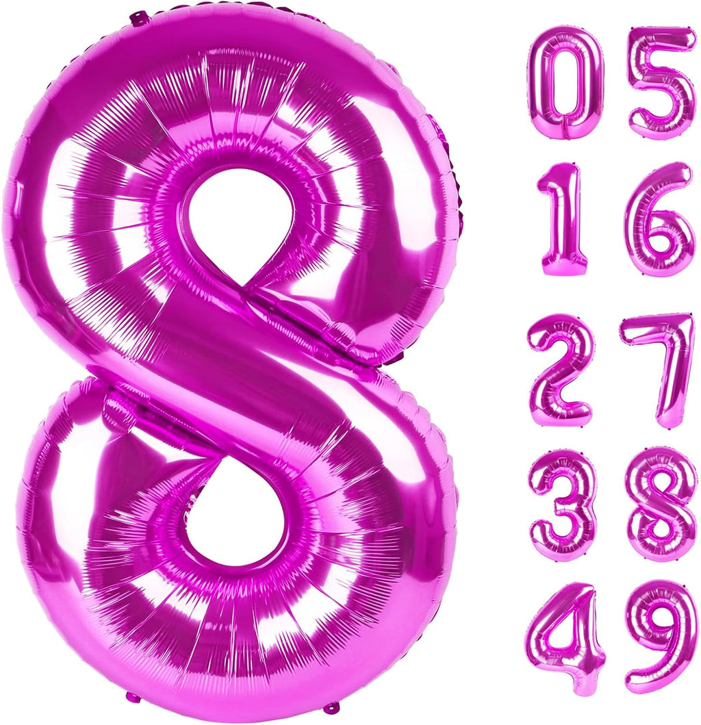 Rosy Purple Number 8 Balloon - 40 Inch Birthday Decoration for Girls | Perfect 8th Birthday Party Supplies