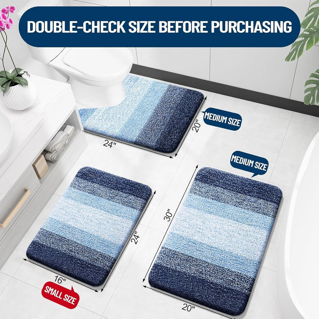 OLANLY Bathroom Runner Rug - Extra Soft Microfiber Mat, Quick Dry & Washable, 70x24, Navy