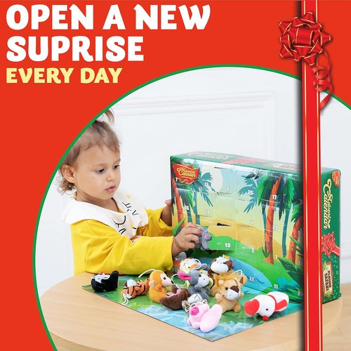 JOYIN Christmas Advent Calendar - 24 Mini Animal Plush Toys for Kids | Countdown to Xmas Fun
