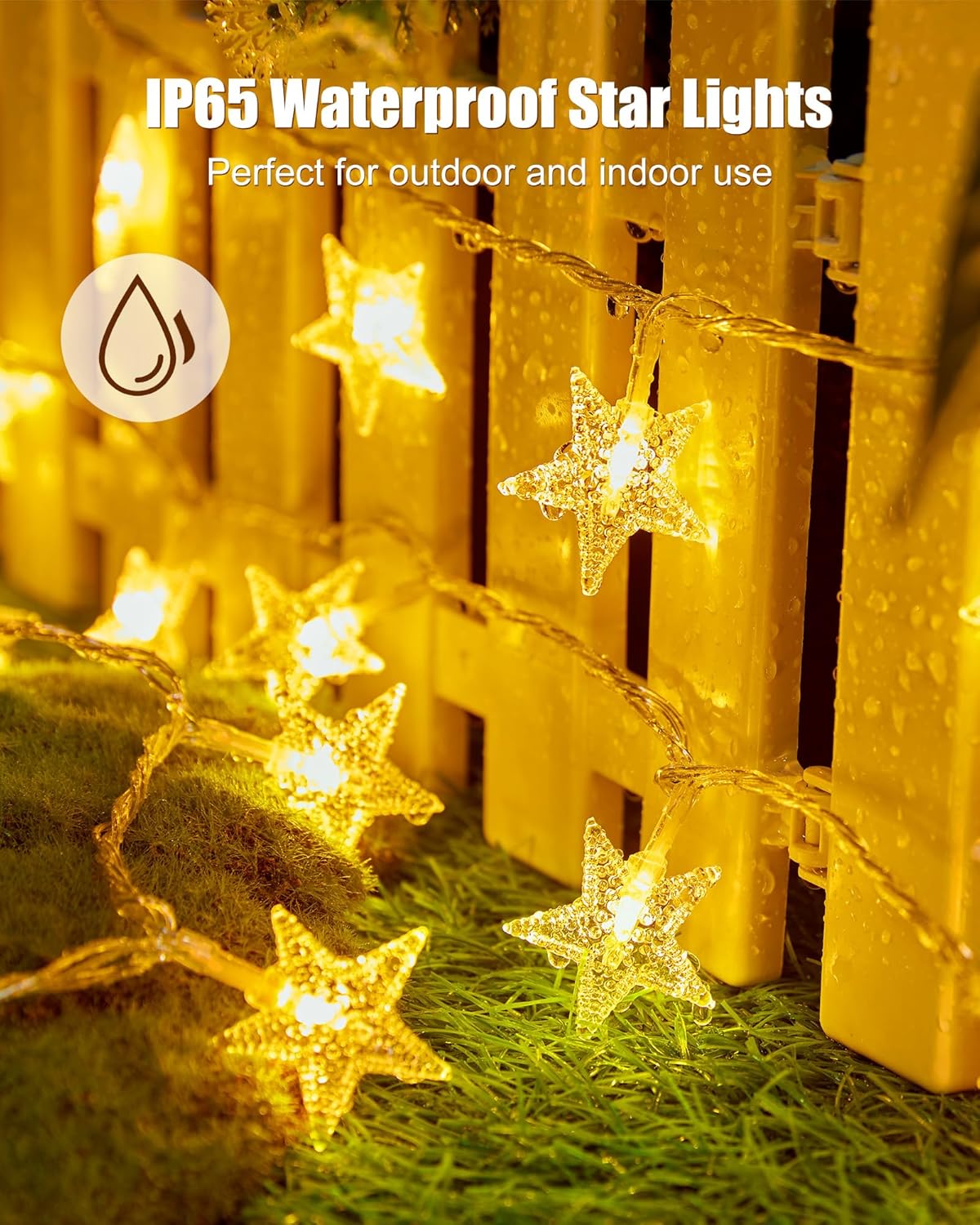 Minetom Star String Lights - 50 LED Battery Operated Fairy Lights | 17 ft Waterproof Warm White for Indoor & Outdoor Decor