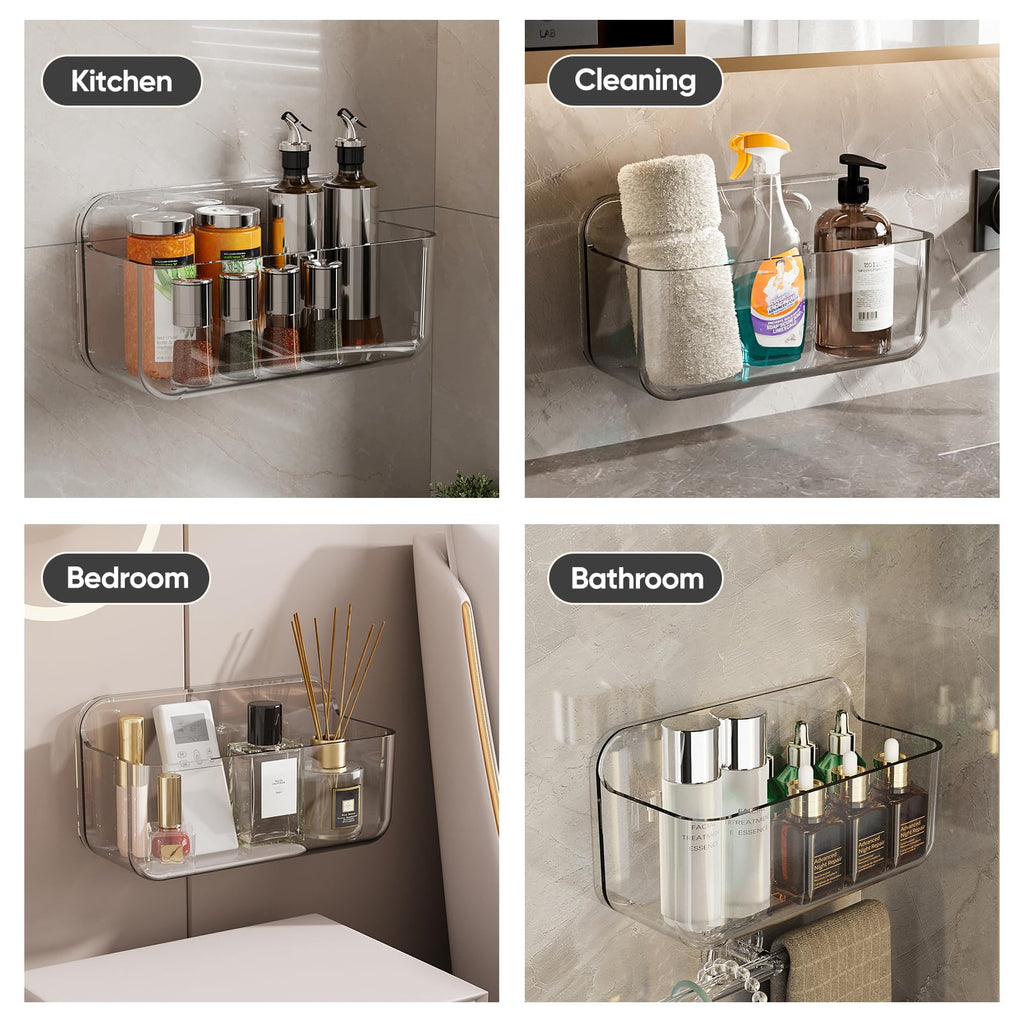 Plaitaoai Acrylic Shower Caddy,6 Pack Acrylic Rustproof Shower Organizer with Large Capacity,No Drilling Shelves for Bathroom Storage & Home Decor (Clear)