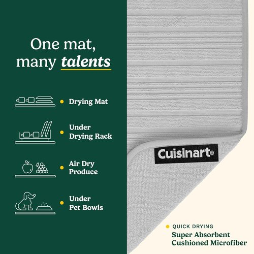 Cuisinart Dish Drying Mats - Ultra Absorbent XL 18" x 24" | Foldable, Machine Washable, Quick Drying