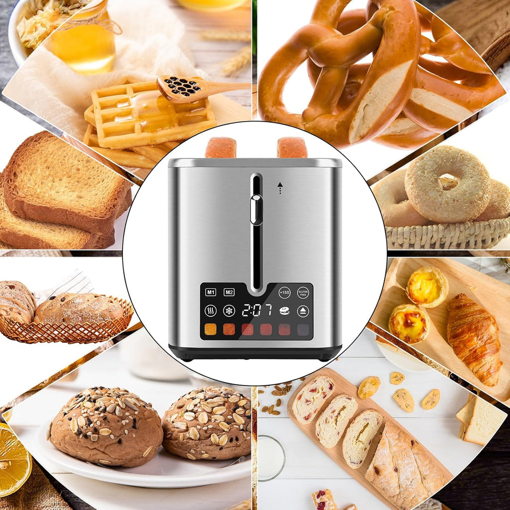 Skiennix Touch Screen Toaster - 2 Slice Stainless Steel with LCD Display & 6 Shade Settings | 900W