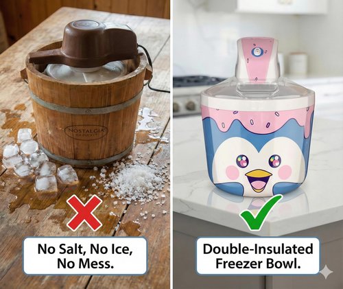 Fun Electric Ice Cream Maker Machine for Kids – Best Countertop Ice Cream Machine for Homemade Soft Serve, Sorbet, Gelato, Frozen Yogurt – Fun Small Personal Dessert Maker for Families, Easy to Clean