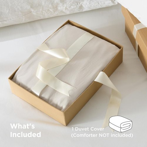 Bedsure Twin Duvet Cover - Extra Soft Prewashed Cotton-Like Polyester, 68x90 Inches, Linen Design