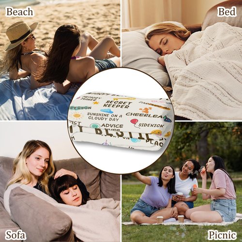 Nuowagify Best Friend Birthday Gifts for Women, Bestie Gift for Women, Friendship Gift for Woman, BFF - Galentines Day Gifts, Valentines Day Gifts for Friends, Best Friend Blanket 60"x 50"- White