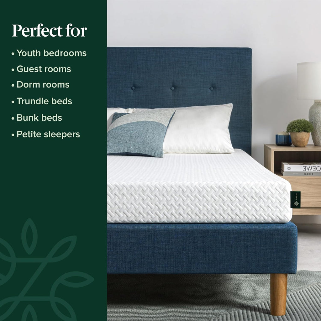 ZINUS 6 Inch Twin Memory Foam Mattress - Cooling Essential Design, Fiberglass Free, Medium Feel
