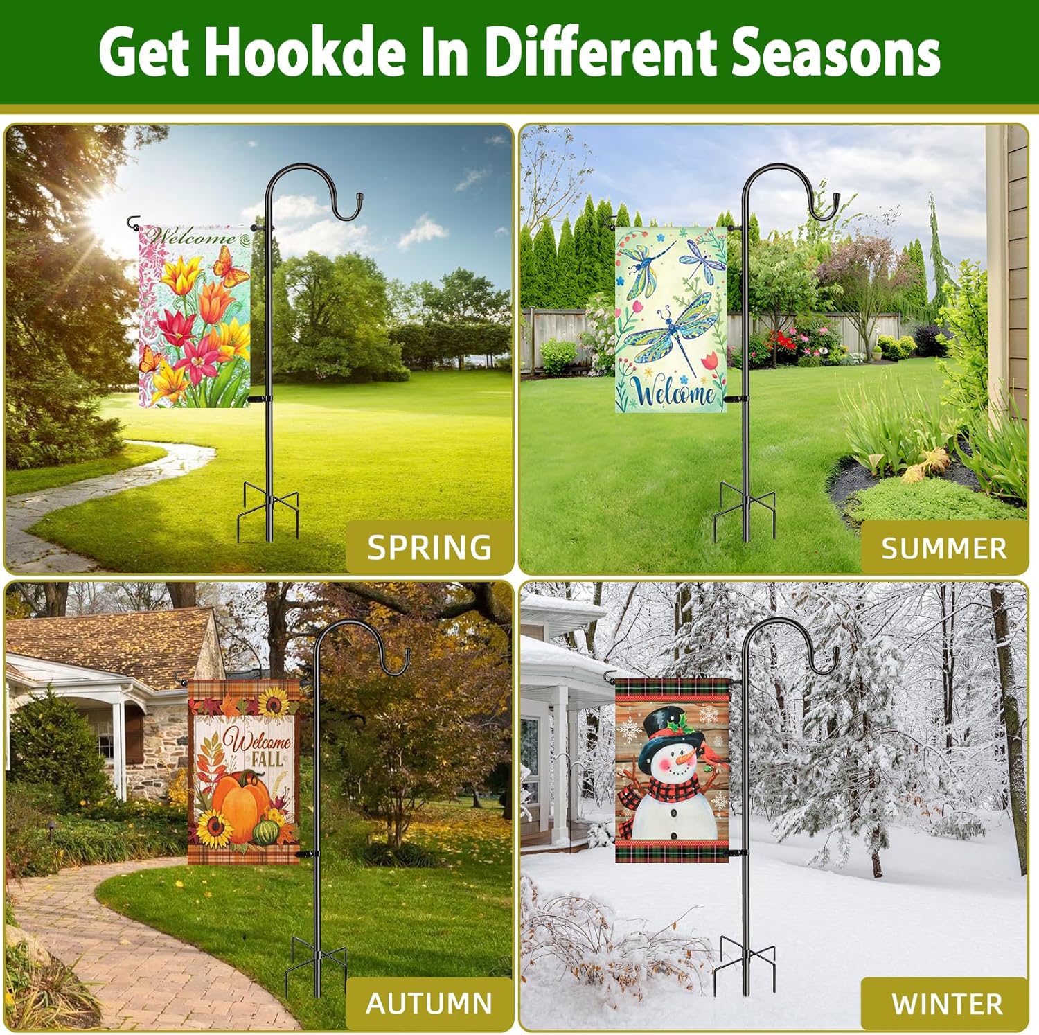 Skiennix 48" Heavy Duty Garden Flag Stand - Rust-Resistant Steel for 12x18 Yard Flags & More