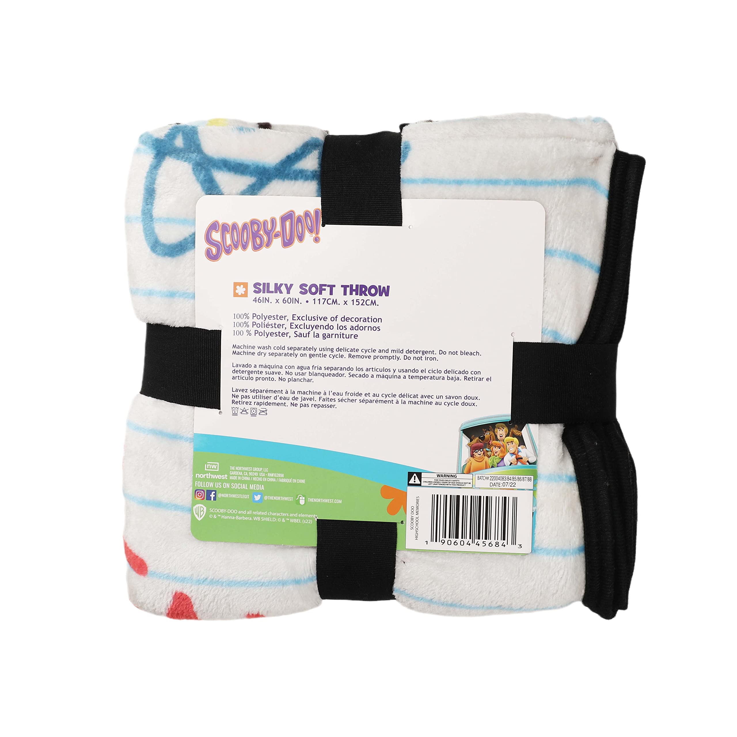Northwest Scooby Doo Silk Touch Throw Blanket, 46" x 60", GH School Memories
