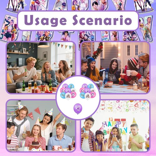 121Pcs Party decorations, with banner, paper balloons, cake toppers, decor balloons and backdrops, suitable for decorating birthday and party for boys and