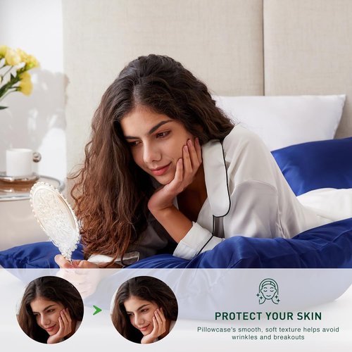 Love's Cabin Satin Pillowcase Set - Cooling Standard Size 20x26 | Silky Smooth for Hair & Skin, Navy