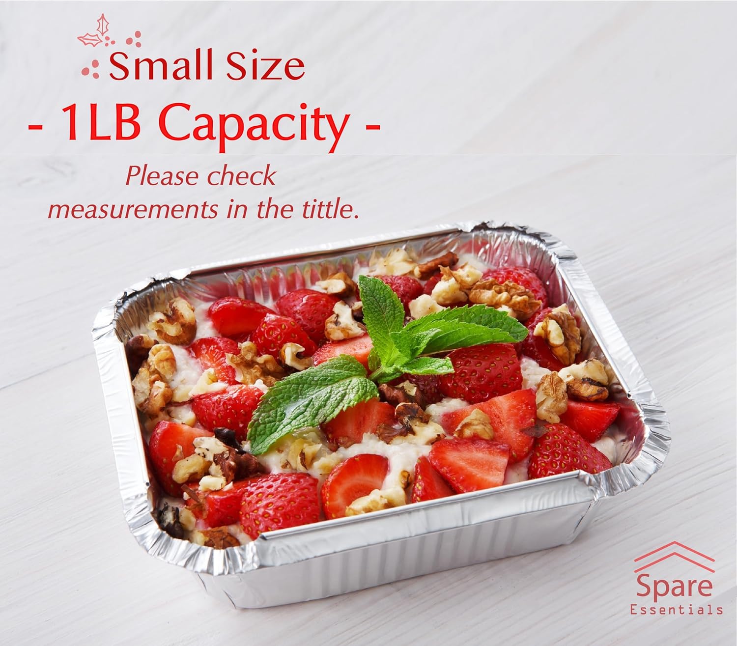Spare Essentials | 1 Lb Aluminum Foil Pans with Lids - 55 Pack Mini Takeout Containers for Catering & Freezer - 5.5x4.5x1.9