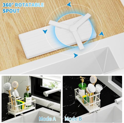 Cisily Kitchen Sink Caddy Organizer - Rustproof 304 Stainless Steel Sponge Holder (Cream, 9.25″)