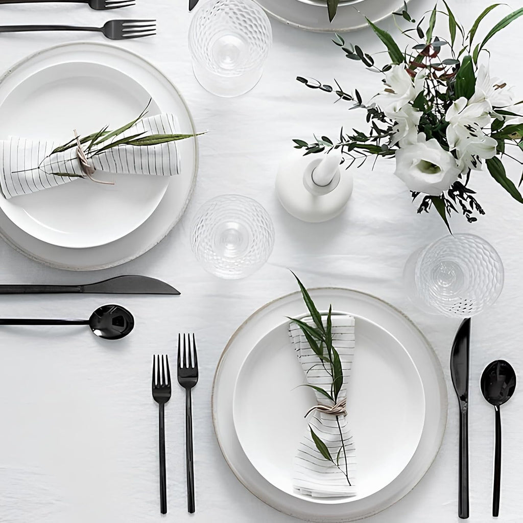 Skiennix 16-Piece Ceramic Appetizer Plates Set | 5.6-Inch White Round Dessert Plates - Oven, Microwave & Dishwasher Safe
