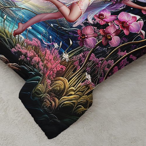 AILONEN Beautiful Butterfly Fairy Comforter Set,Magic Mushroom Duvet Set Queen Size, Mysterious Fairy Forest Theme Bedding Set Perfect for Kids Girls Bedroom,1 Quilt + 2 Pillow Case