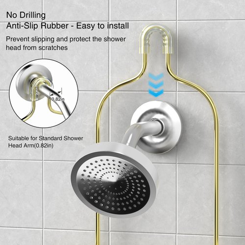 DAOYA Over the Shower Head Caddy - 3 Tier Shower Caddy Hanging, Gold Bathroom Organizer with Soap Holder & Hooks