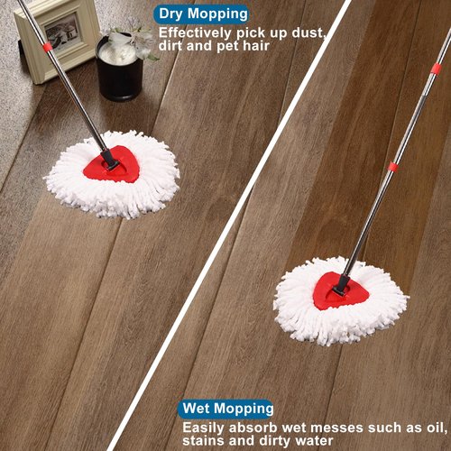 Jikefa 4 Pack Mop Heads Replacements, Compatible with O Cedar Easywring 1-Tank System Easy Wrin Spin Mops, Triangle Swivel Microfiber Mops, Washable & Easy to Replace