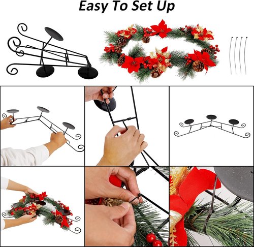 FORUP 26 Inch Christmas Centerpiece - Elegant Candle Holders with 3 Flameless Candles | Festive Table Decor