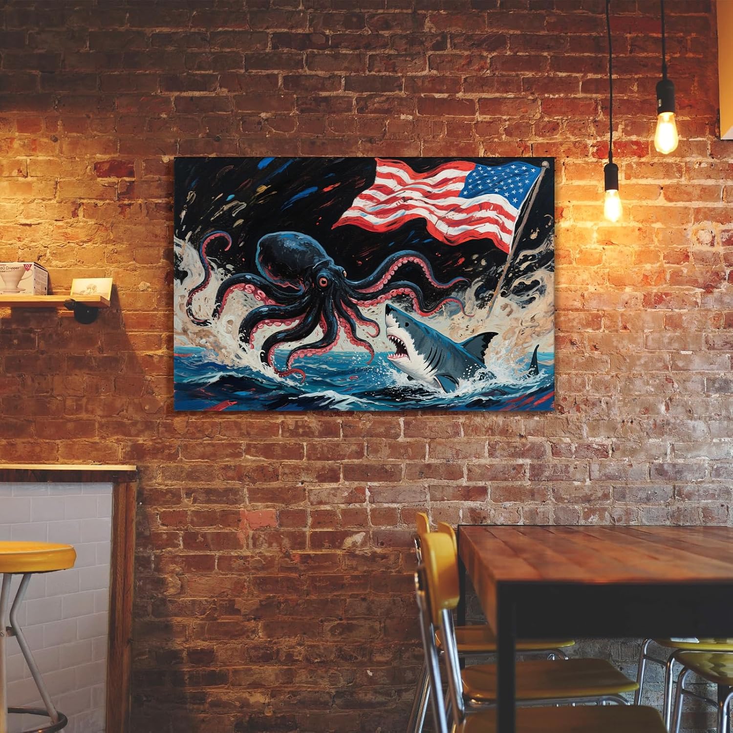 American Flag Canvas Wall Art - Vintage Americana Decor for Fourth of July | 12 x 8 Inches