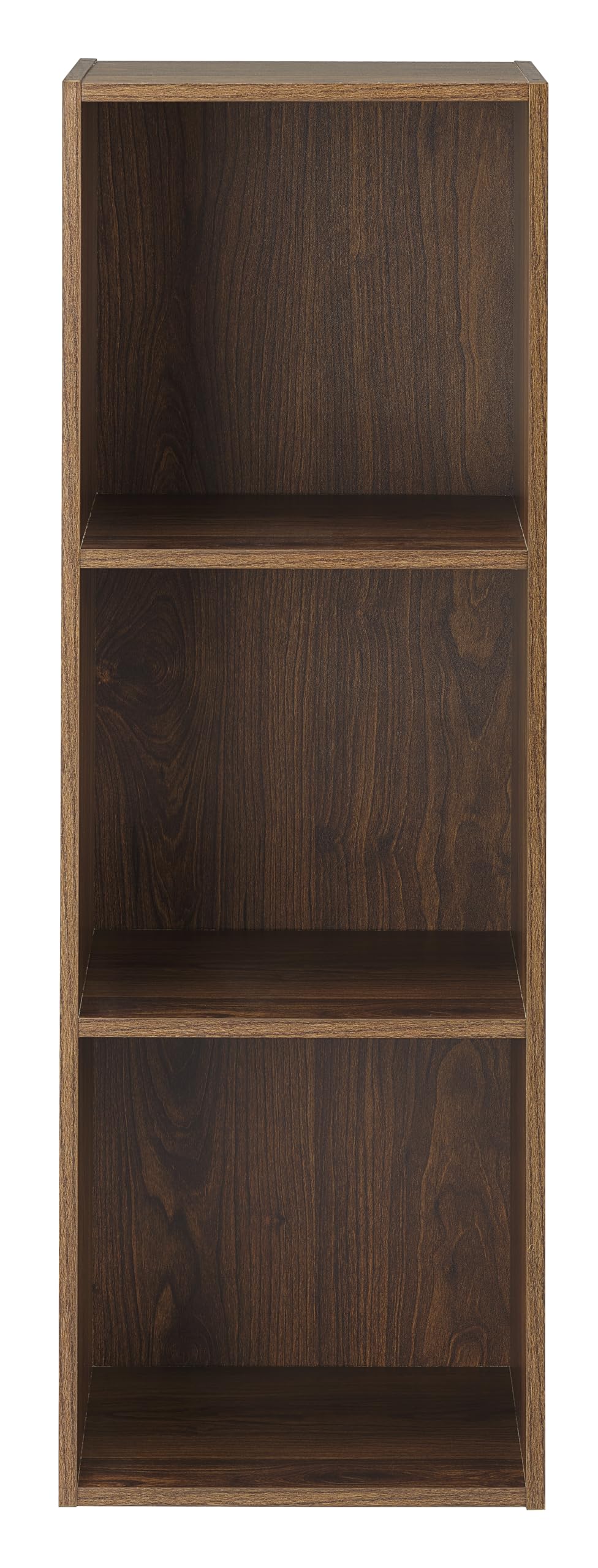Whitmor 3 Cube Bookcase Storage Organizer, 3 Tier Stackable MDF Bookshelf, Open Storage Display Bookshelf, Storage Cabinet for Living Room, Bedroom, Home, Office, 12.2" L x 11.7" W x 35.6" H, Walnut