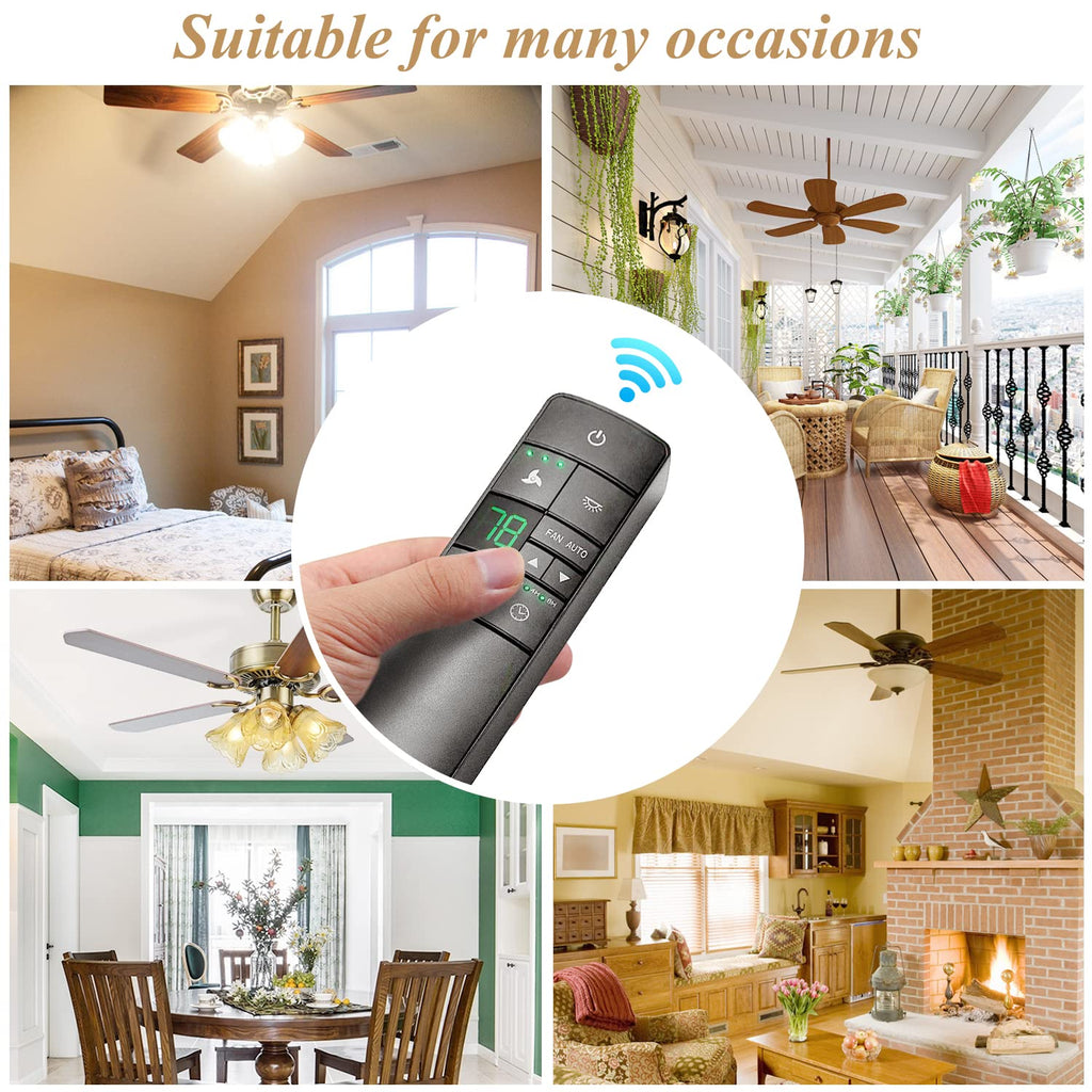 Universal Ceiling Fan Remote Control Kit Replacement for Hampton Bay Home Decorators Collection Hunter Harbor Breeze, 3-Speed Timer Light Dimmer Thermostatic Control, 2AAZPHD3/HD3 KUJCE10320/TR222A