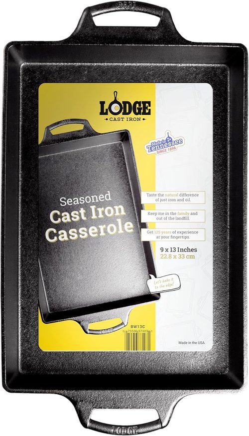 Lodge Cast Iron Casserole Pan - Durable Cookware for Perfectly Even Cooking | 3.6 Quart Size