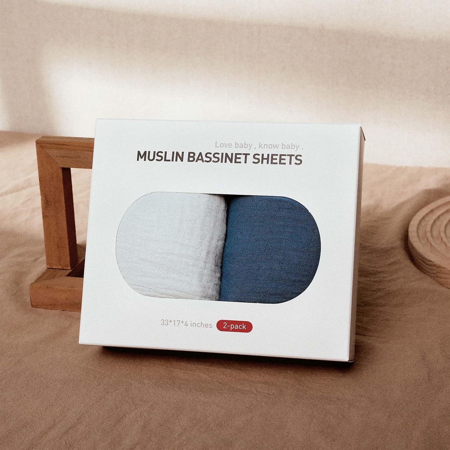 Skiennix Muslin Bassinet Fitted Sheets - Soft, Breathable Cotton | 360° Elastic Snug Fit, 2 Pack in Bright Colors