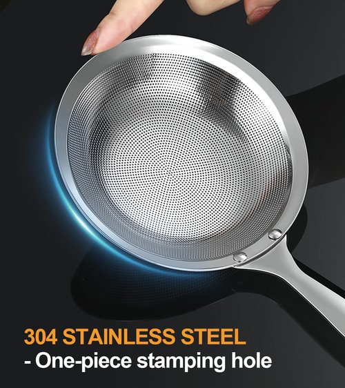 Ugotit Skimmer Spoon Stainless Steel, Fine Mesh Strainer for Cooking, Fat Skimmer & Hot Pot Skimmer, Dishwasher Safe Kitchen Gadget (DIA 3.5Inch)