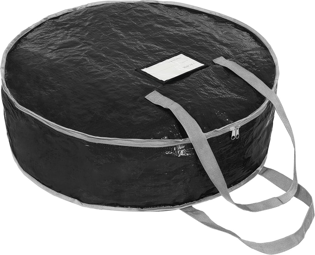 Propik Wreath Storage Bag - Tear Resistant Holiday Container with Heavy Duty Handles | 30” x 30” x 8” (Black)