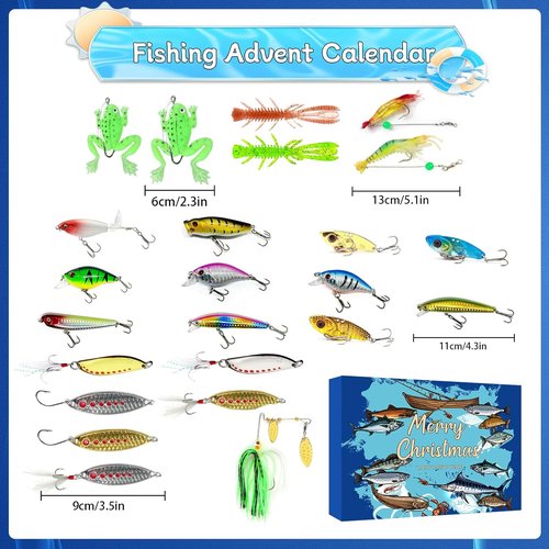 Fishing Advent Calendar 2025 | 24 Days of Premium Fishing Lures - Perfect Gift for Dads and Young Anglers