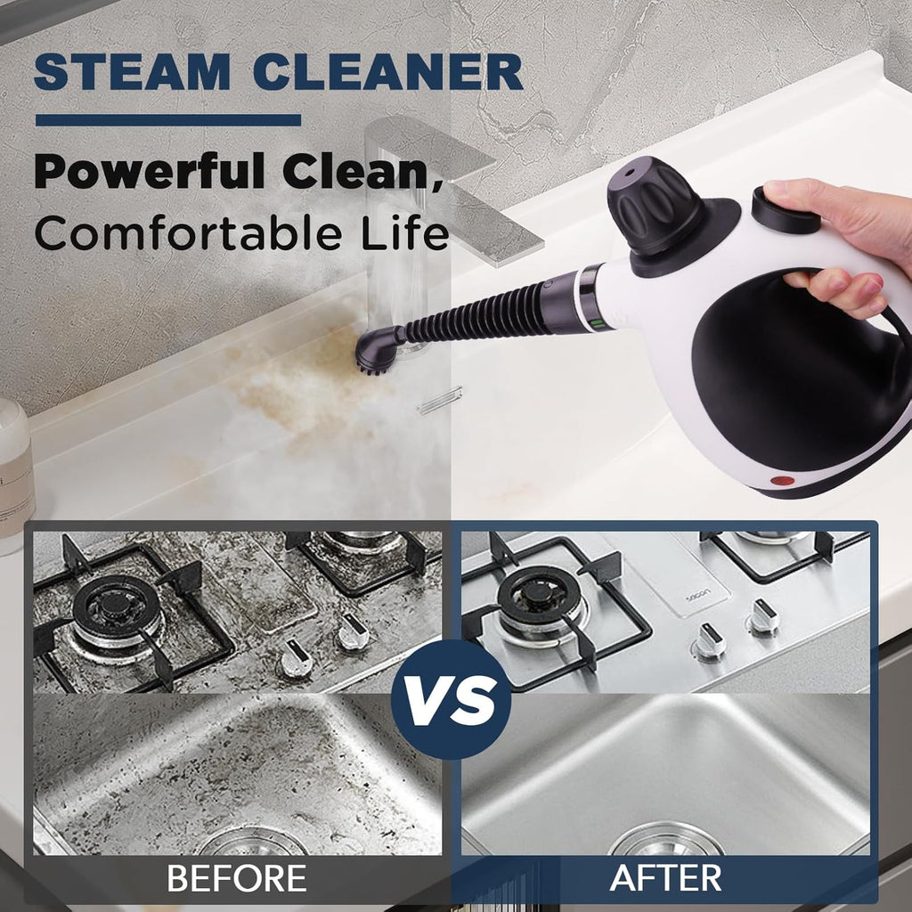 Skiennix Handheld Steam Cleaner - Portable Upholstery Steamer with 10 Accessories & Safety Lock