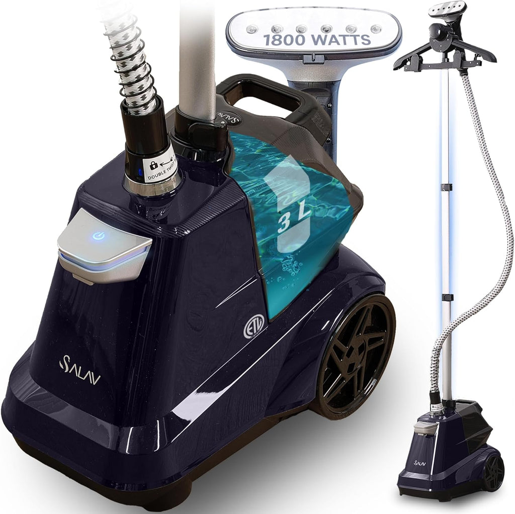SALAV Heavy Duty Garment Steamer - Powerful 1800W with 3L Water Tank | Full-Size, Navy