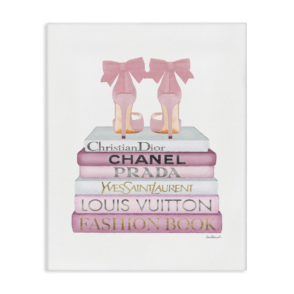 Pastel Pink Heels Books Glam, 16 x 20 Inch Canvas Wall Art