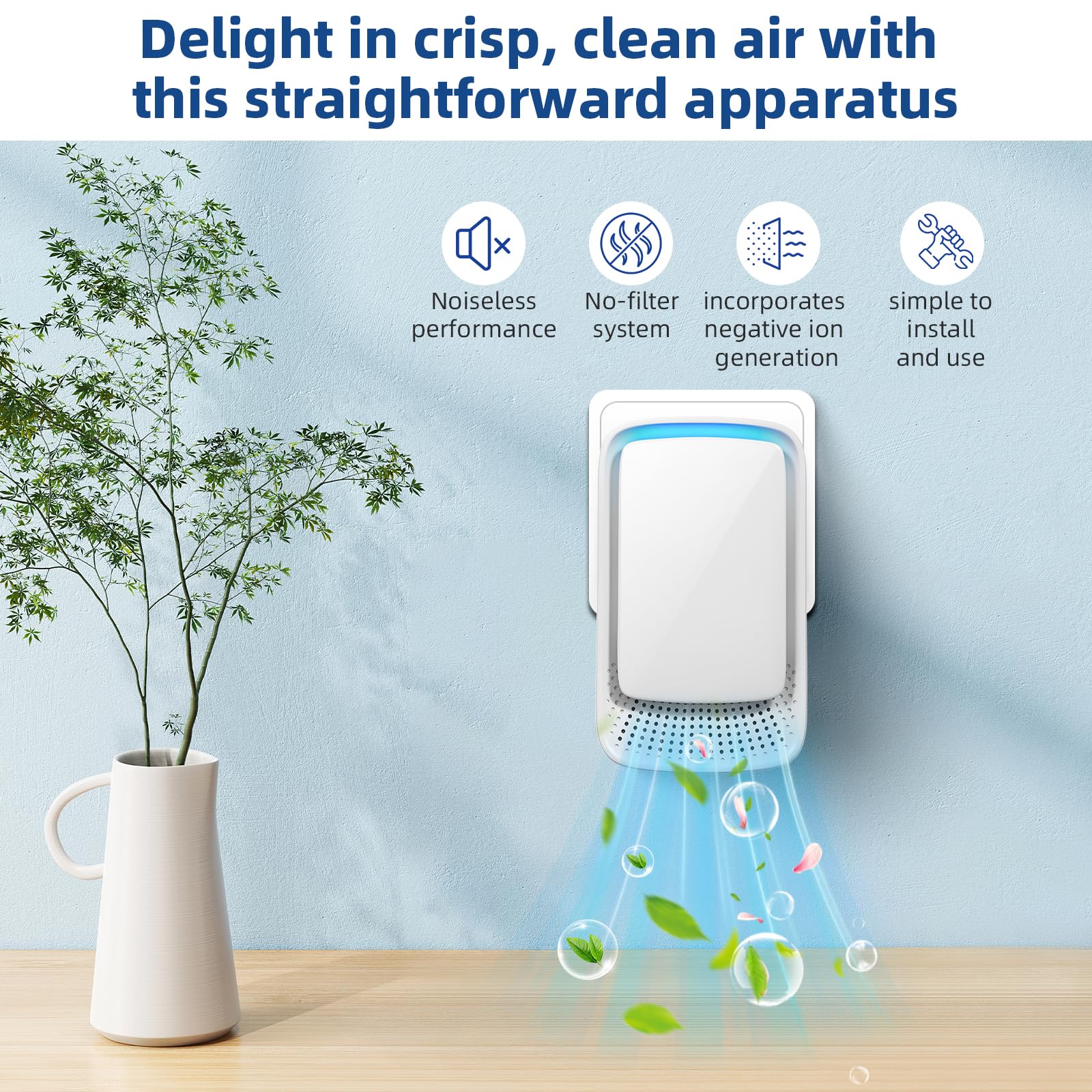 2026 New Plug in Air Purifiers Air Ionizers for Dust Mites, Odor Eliminator for Home with Negative Ion Generator, Quiet Portable Air Freshener Plug In for Bedroom,Office,Kitchen,Smoke,Dust (6)