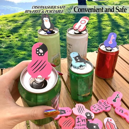 CTabPals Soda Can Tab Opener Mini Soda Can Cover Easy Tab Opener and Drink Protector Cute Beverage Barricade Soda Protector for Beer,Coke,Aluminum Cans at Party,BBQ, Beach(Lips)