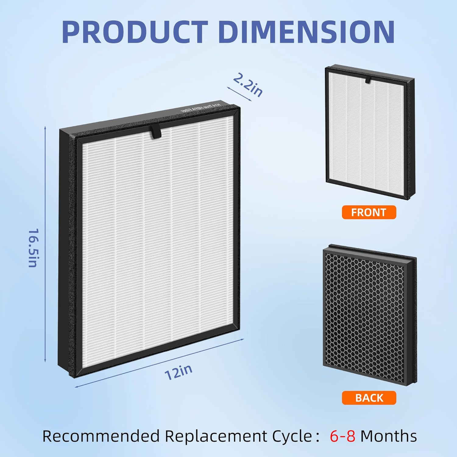 Puro 400 True HEPA 14 Replacement Filter - 3-in-1 High-Efficiency Activated Carbon | 2 Pack