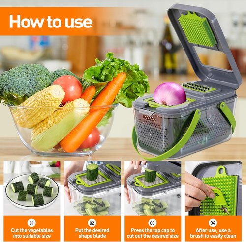 APSARAS USA Pro 18-in-1 Vegetable Chopper - Versatile Food Slicer & Cutter with 1.8L Container for Easy Meal Prep