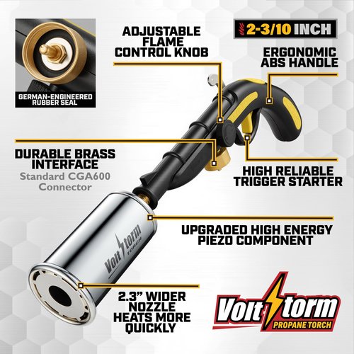 Cooking Torch Kitchen Blow Torch Flamethrower, Grill Gun Propane Torch Flame Thrower Gun with High Output, Adjustable Flame,Food Sous Vide Culinary Torch for Searing Steaks Campfires-Tank Not Included