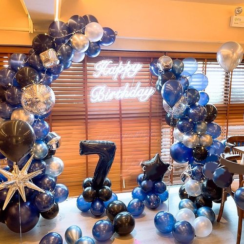 Blue & Silver Balloons by [Brand Name] - 60 Pcs Metallic Confetti Helium Latex for Parties & Celebrations