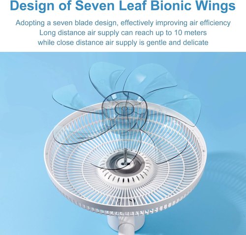 **Skiennix 14.5-Inch Oscillating Pedestal Floor Fan - 7 Blades, Adjustable Height, Remote Control**