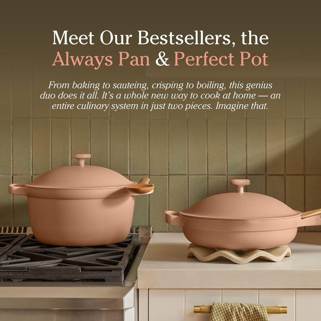 Our Place Cookware Duo - 7-Piece Ceramic Cookware Set | 10.5" Always Pan 2.0 & 5.5 Qt Perfect Pot | Induction & Oven Safe to 450°F | Nonstick, Non-Toxic | Blue Salt