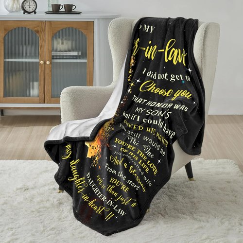Daughter in Law Gifts for Valentines Day Throw Blanket 60" x 50", Birthday Gifts for Daughter in Law, Daughter in Law Gifts from Mother in Law, Daughterinlaw Gift Ideas, Best Gifts for Daughter-in-Law