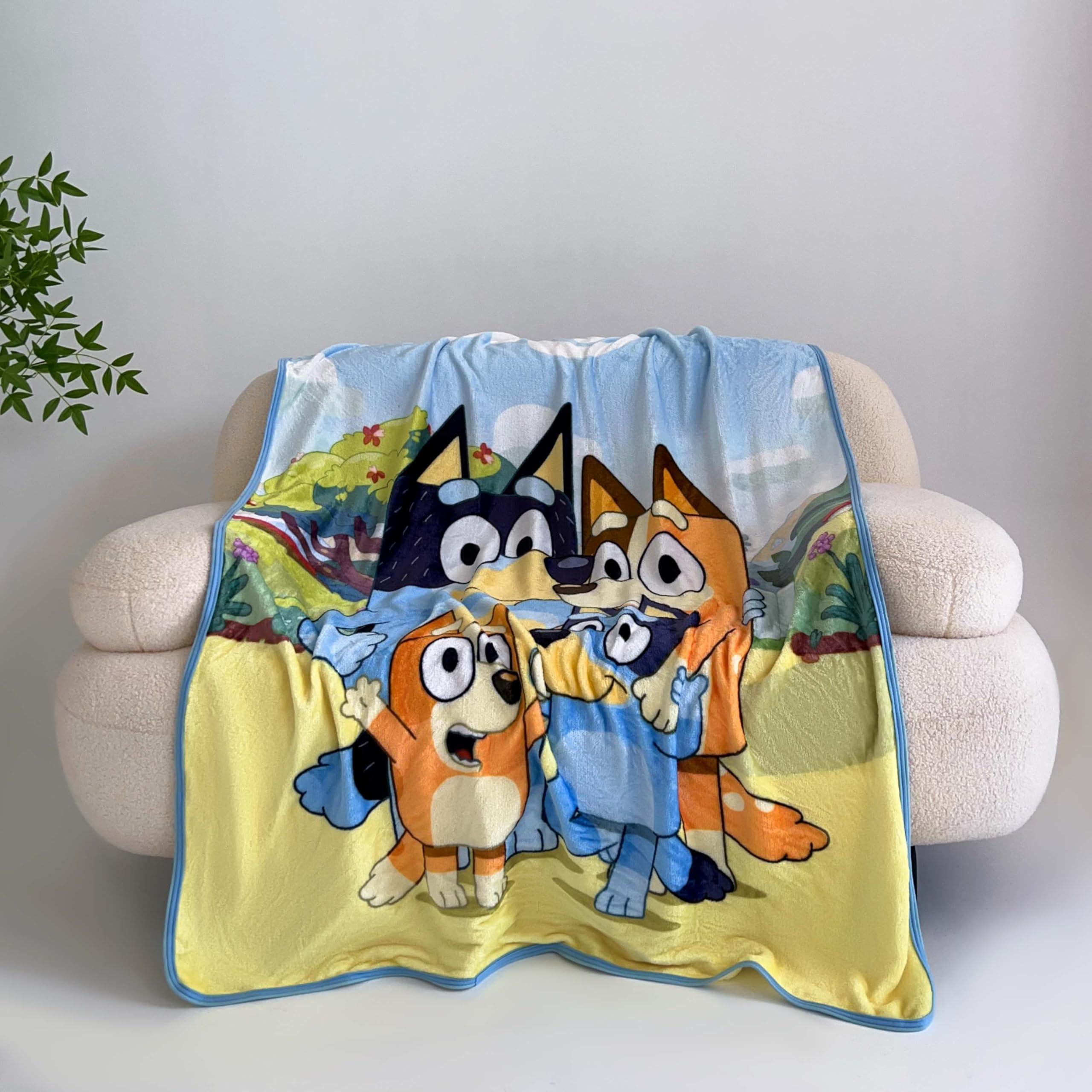 Northwest Bluey Micro Raschel Throw Blanket, 46" x 60", Family Photo