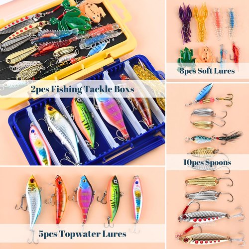 Fishing Advent Calendar 2025 - Lures Kit with Tackle Box | 24-Day Countdown Gift for Men & Boys
