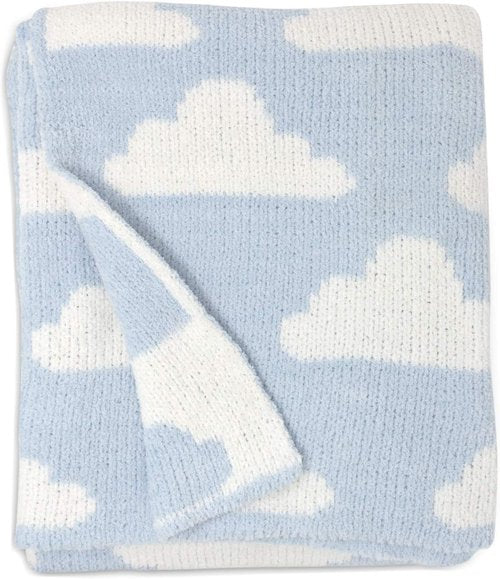 Living Textiles Blue Clouds Baby Blanket - Reversible Chenille for Ultimate Comfort | 40x30" - Perfect for Infants, Toddlers & Nurseries