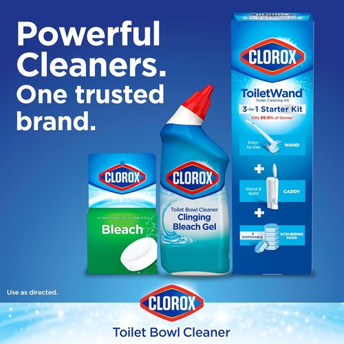 Clorox Toilet Bowl Cleaner with Bleach - Powerful Stain Removal | 24 Ounces, Pack of 4